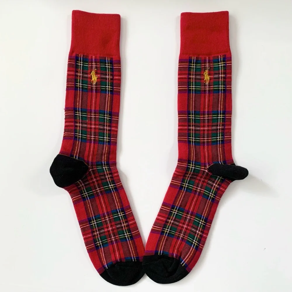New Ralph Lauren Red plaid long socks